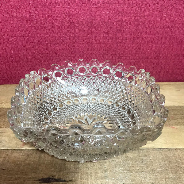 Vintage Pressed Glass Square Bowl