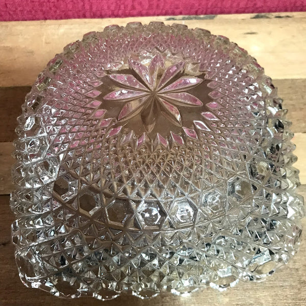 Vintage Pressed Glass Square Bowl