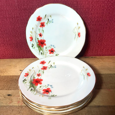 Colclough Poppies Side Plates x 6