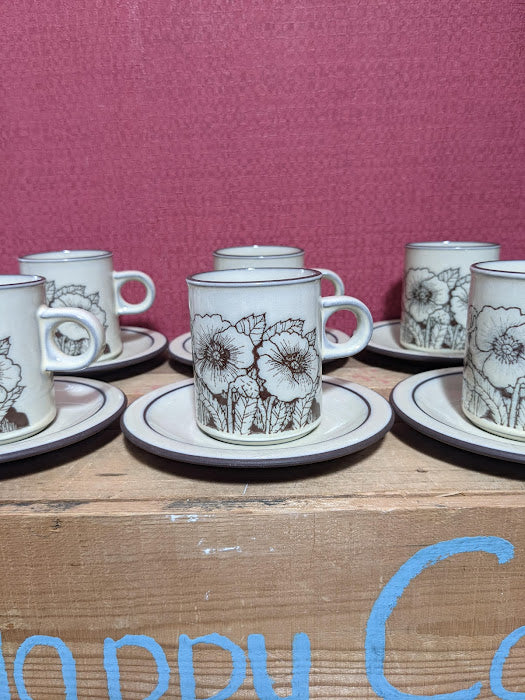Hornsea Cornrose Coffee Cups and Saucers x 6