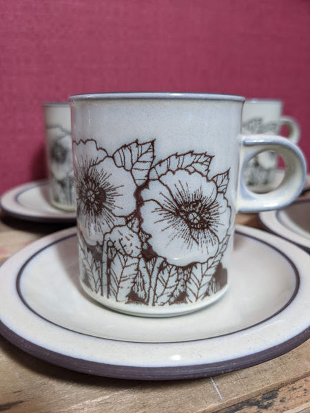 Hornsea Cornrose Coffee Cups and Saucers x 6