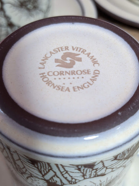 Hornsea Cornrose Coffee Cups and Saucers x 6