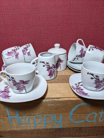 Modern Tea Set With Orchid Design