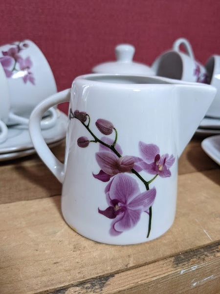 Modern Tea Set With Orchid Design