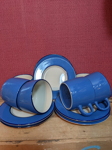 Rickards China Basics Blue Cup and Saucer Set