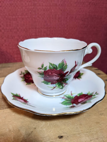 English Bone China Tea Cup and Saucer Red Rose
