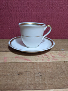 Johnson Bros White and Gold Coffee Cup and Saucer