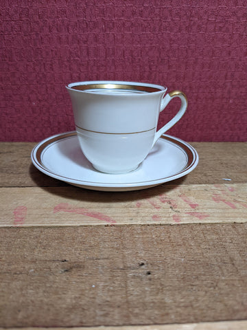 Johnson Bros White and Gold Coffee Cup and Saucer