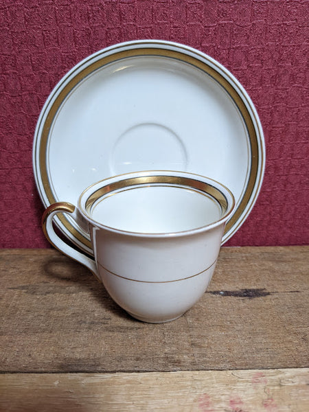Johnson Bros White and Gold Coffee Cup and Saucer