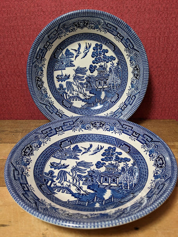 Churchill Willow Pattern Soup Dishes x 2